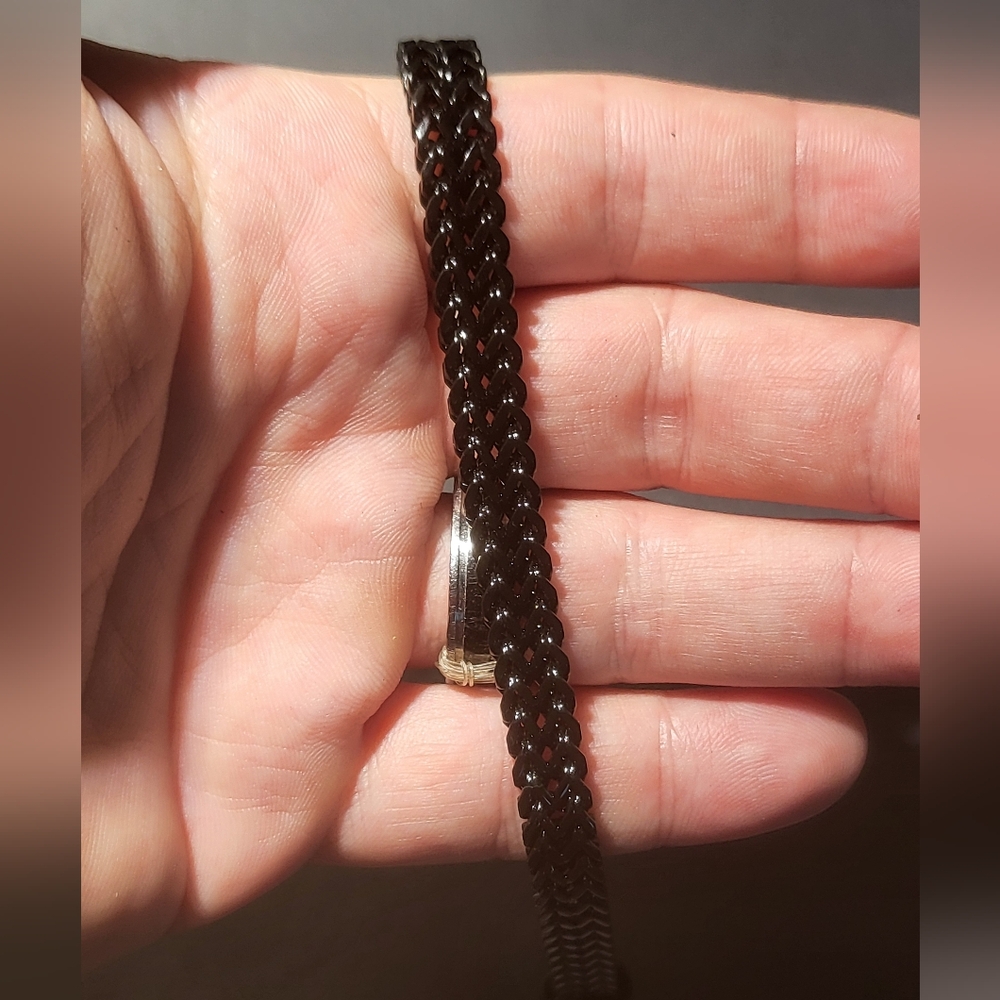 Black stainless steel double braided 8" bracelet....24102